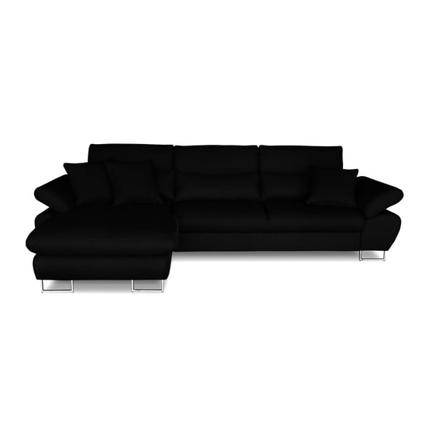 Melna stūra dīvāns-guļamā gulta Windsor & Co. Dīvāni Pi, kreisais stūris