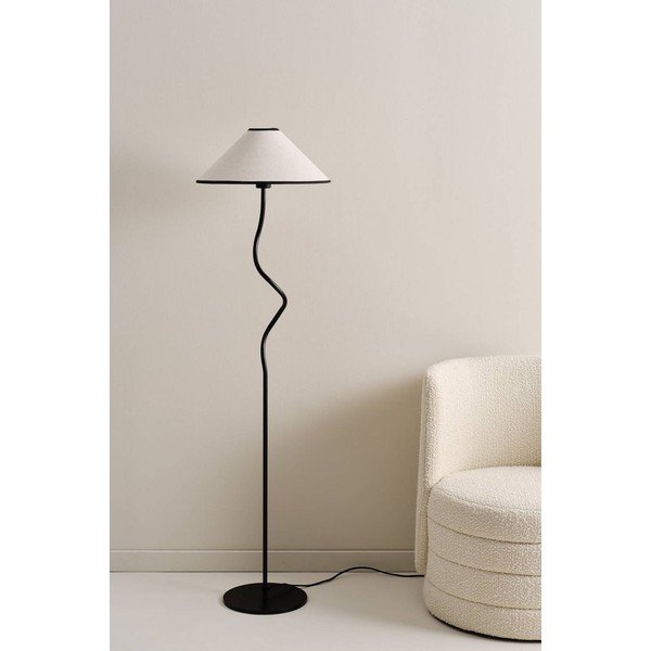 Balta/melna tekstila stāvlampa ar regulējamu spilgtumu (augstums 148 cm) Juliet – Jotex-image-2
