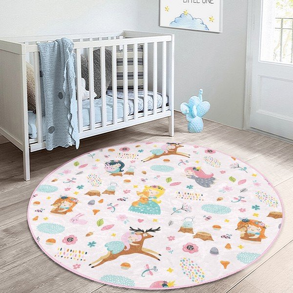 Gaiši rozā bērnu paklājs ø 100 cm Comfort – Mila Home-image-2