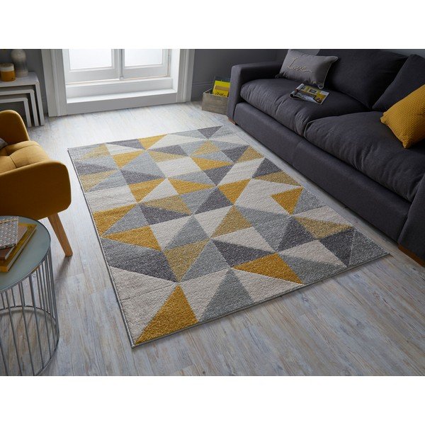 Pelēks un dzeltens paklājs Flair Rugs Urban Triangle, 133 x 185 cm-image-4