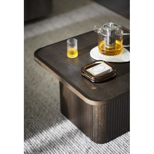 Tumši brūns žurnālgaldiņš ar ozolkoka imitāciju ø 60 cm Sullivan – Rowico-image-1