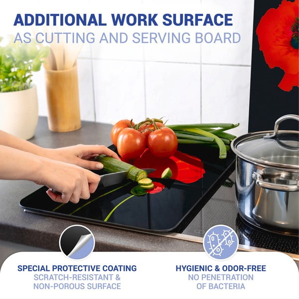 Aizsargplāksnes plītij no rūdīta stikla (2 gab.) 52x30 cm Poppy – Maximex-image-3