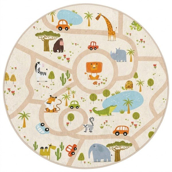 Mazgājams bērnu rotaļu paklājs ø100 cm Savana Ride – Mila Home