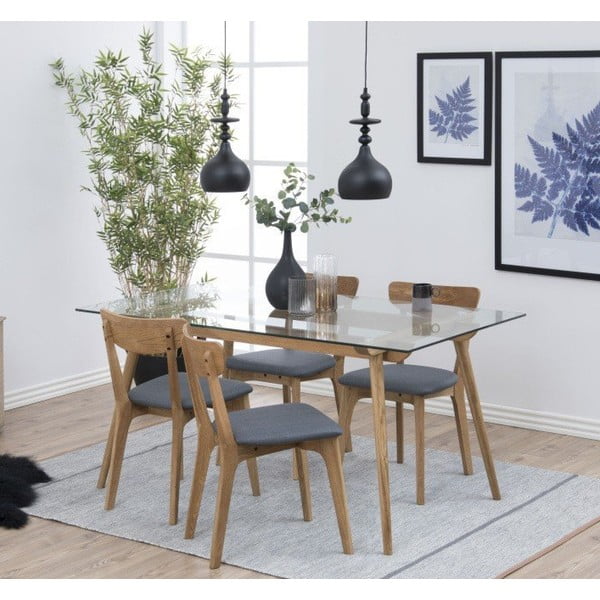 Pelēki/dabīga toņa polsterēti pusdienu krēsli (2 gab.) Taxi – Actona-image-1