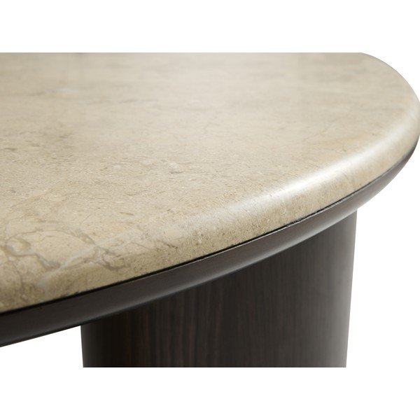 Tumša dabīga toņa apaļš žurnālgaldiņš ar marmora virsmu ø 90 cm Piazze – Unique Furniture-image-3