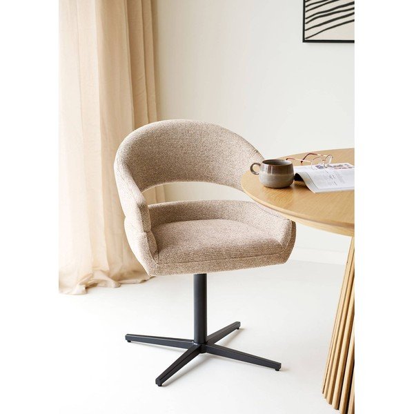 Bēšs polsterēts ēdamistabas krēsls ar roku balstiem Dover – House Nordic-image-1