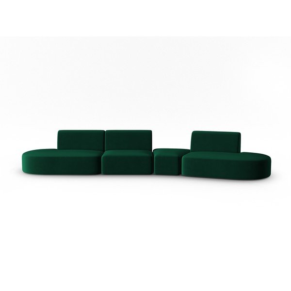 Zaļš samta dīvāns ar labo stūri 428 cm Paolo – Milo Casa