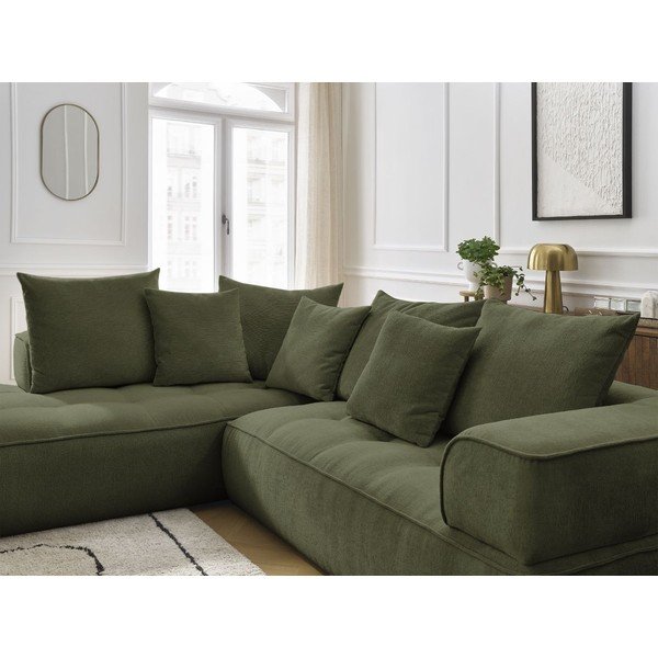 Zaļš stūra dīvāns no šenila auduma (ar kreiso stūri/L veida) Whesley – Bobochic Paris-image-4