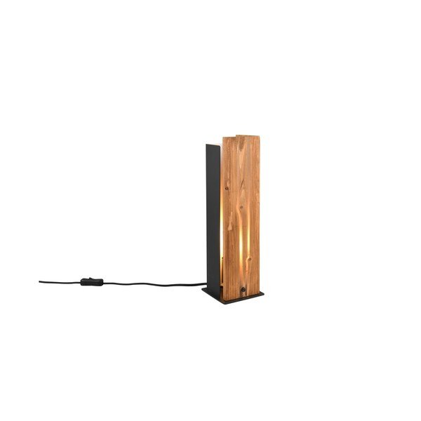 Melna/dabīga toņa galda lampa ar koka abažūru (augstums 40 cm) Karuni – Trio-image-4