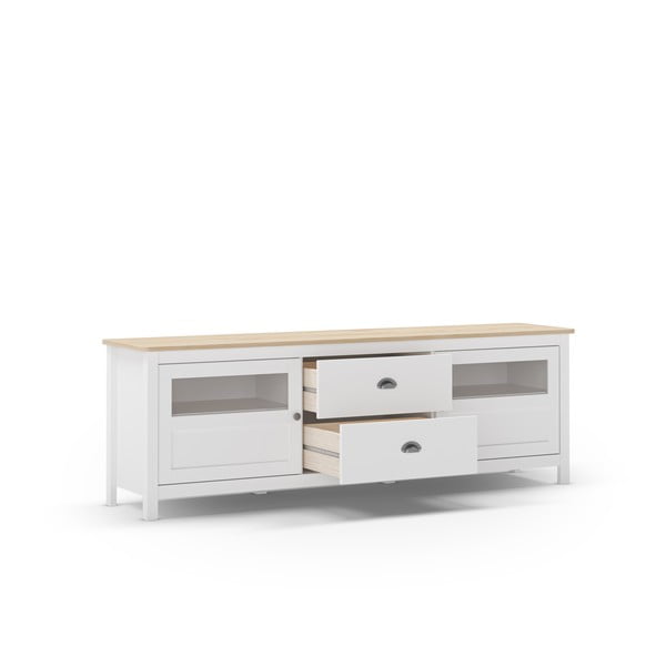 Balts priedes masīvkoka TV galdiņš 180x59 cm Misti – Marckeric-image-3