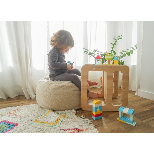 Bēšs bērnu pufs no buklē auduma Cream – Really Nice Things-image-1