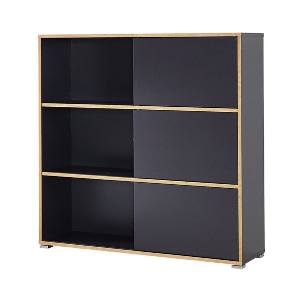 Melns grāmatu plaukts ar ozolkoka imitāciju 120x119 cm Slide - Germania-image-3