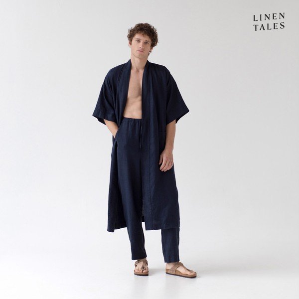 Tumši zils lina halāts izmērs S/M Summer – Linen Tales-image-4