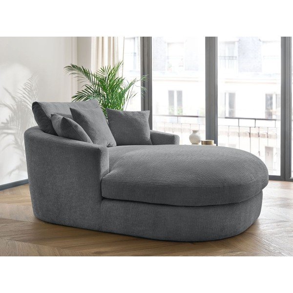 Pelēks atpūtas krēsls no šenila auduma Belem – Bobochic Paris-image-1