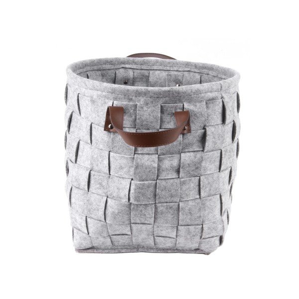 Pelēks uzglabāšanas grozs ar ādas rokturiem PT LIVING Storage, ⌀ 34 cm-image-1