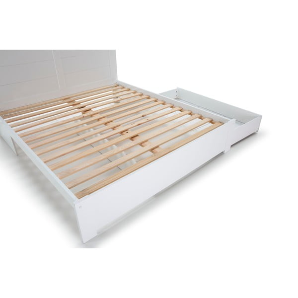 Balta divvietīga gulta ar uzglabāšanas vietu un režģi 160x200 cm Gabi – Marckeric-image-4