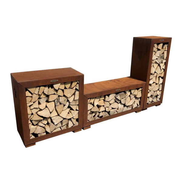 Brūna tērauda malkas kaste Remundi, platums 119 cm-image-1