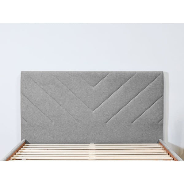 Gaiši pelēka polsterēta divvietīga gulta ar redelēm 160x200 cm Romane – Bobochic Paris-image-3