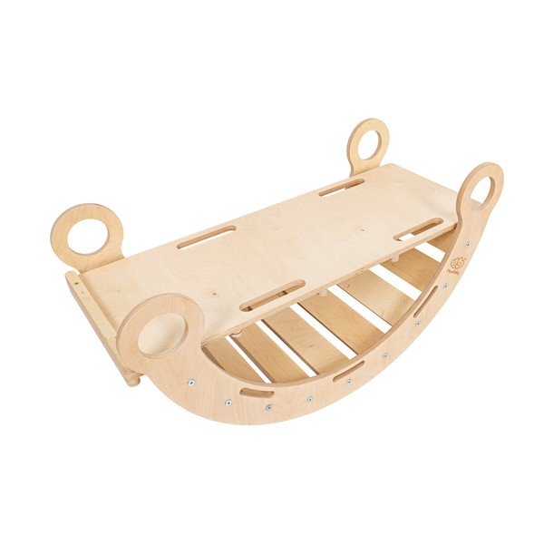 Dabīga toņa priedes masīvkoka šūpoles 39x75x38 cm Montessori – Meowbaby