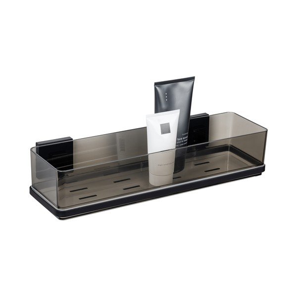 Melns plastmasas pašlīmējošs vannas istabas plaukts Quadro – Wenko-image-3