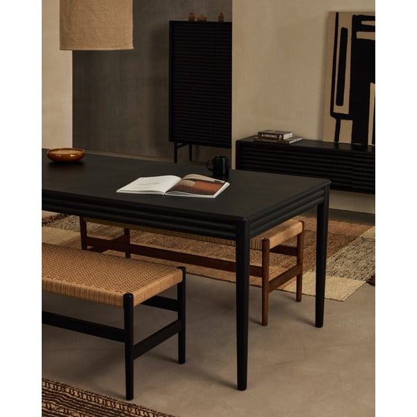 Izvelkams ēdamgalds ar papildu galda virsmu ar ozolkoka imitāciju 90x200 cm Lenon – Kave Home-image-1