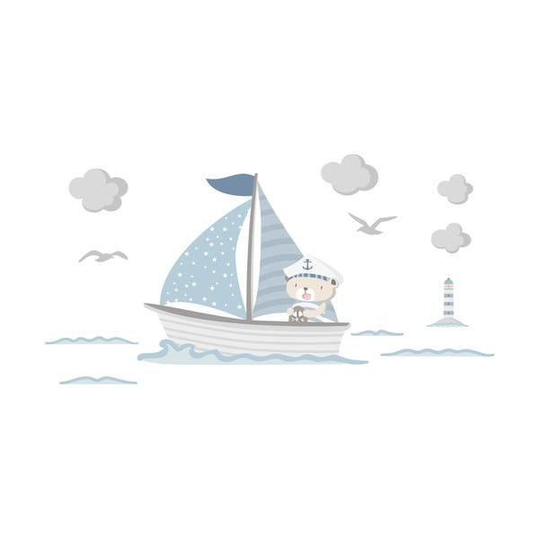 Zilas bērnu sienas uzlīmes Ambiance Captain Teddy-image-2