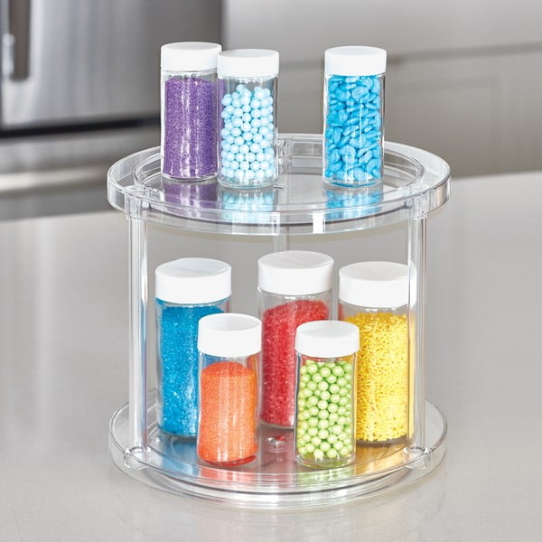 Apaļš rotējošs divlīmeņu konteineru statīvs iDesign The Home Edit, ⌀ 24,1 cm-image-1