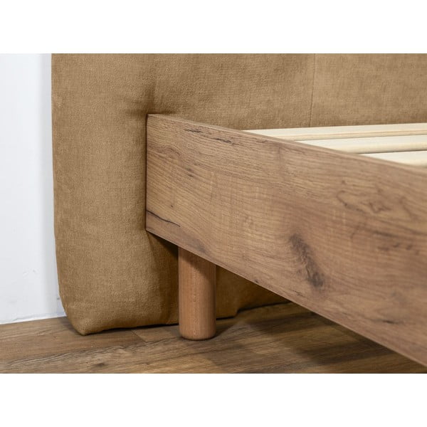 Bēša polsterēta divvietīga gulta ar redelēm 140x190 cm Kumo – Bobochic Paris-image-4