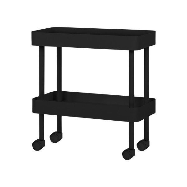 Melns metāla plaukts uz riteņiem 60x62x30 cm Nolle – noo.ma