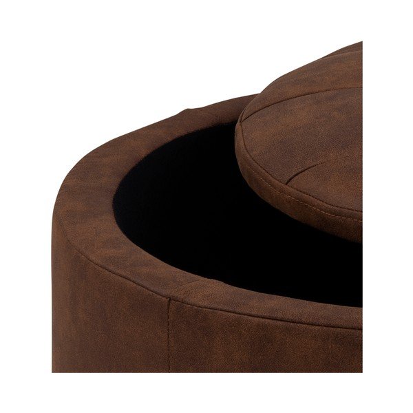 Brūns mākslīgās ādas pufs Actona Retina, ⌀ 60 cm-image-1