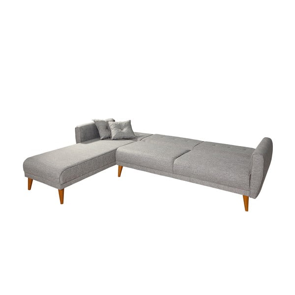 Gaiši pelēks izvelkamais stūra dīvāns Aria – Balcab Home-image-4