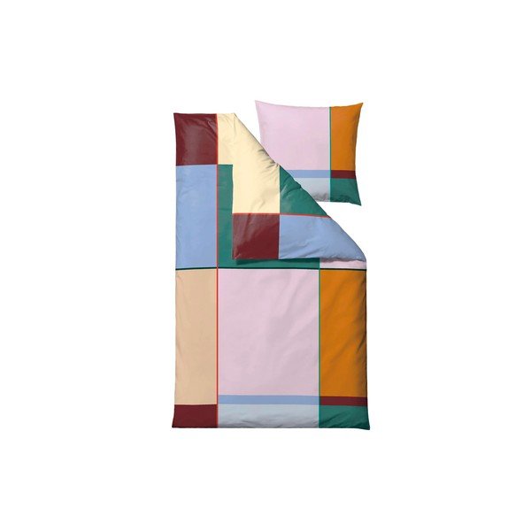 Vienguļamā kokvilnas gultas veļa 140x200 cm Colour Block – Södahl