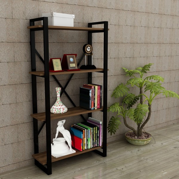 Grāmatu skapis ar plauktiem valriekstu dekora krāsā Albatros-image-3