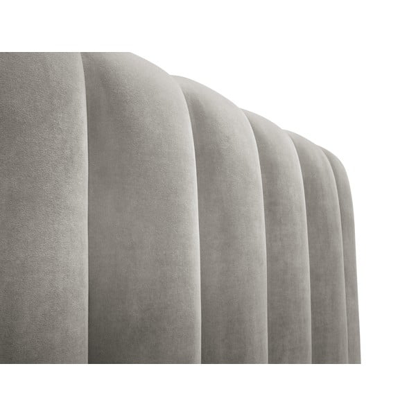 Gaiši pelēka mīksta divvietīga gulta ar uzglabāšanas vietu un režģi 180x200 cm Kelp – Micadoni Home-image-4