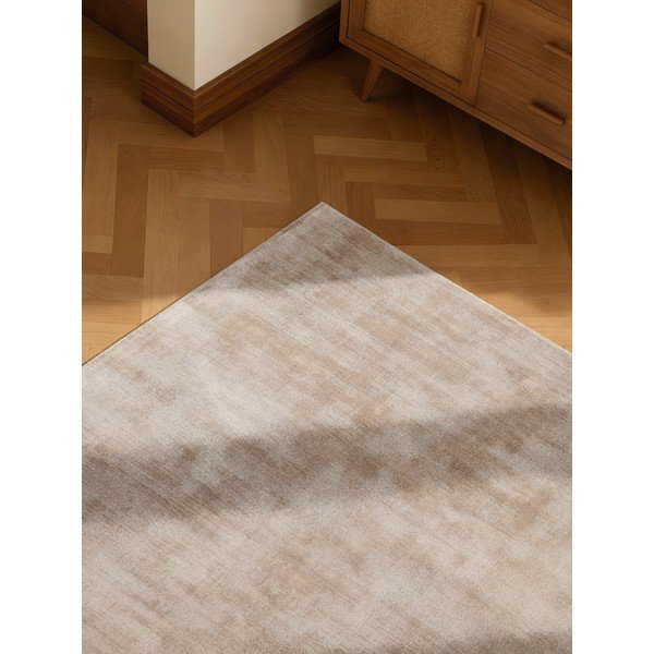 Bēšs ar rokām darināts viskozes paklājs 80x150 cm Noemi – Vikosa-image-3