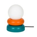 Zaļganzila/oranža masīvkoka galda lampa ar stikla abažūru (augstums 24 cm) Otem – noo.ma