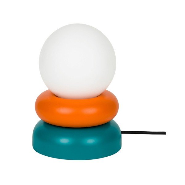 Zaļganzila/oranža masīvkoka galda lampa ar stikla abažūru (augstums 24 cm) Otem – noo.ma