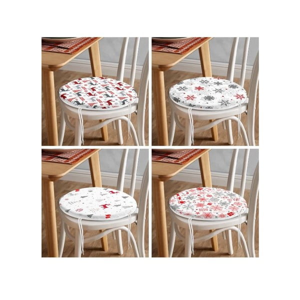Sēdekļa spilveni ar Ziemassvētku motīvu (4 gab.) ø 40 cm Snowflakes – Mila Home-image-4
