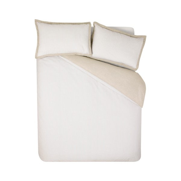 Balta/bēša vienguļamā gultas veļa 135x200 cm Oxford Pinstripe – Catherine Lansfield