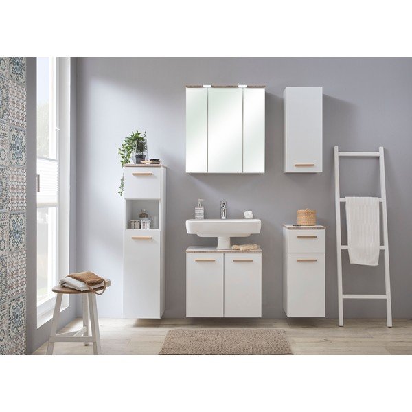Balts augsts piekaramais vannas istabas skapītis 30x123 cm Set 931 - Pelipal-image-4