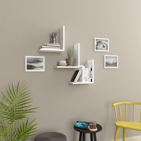 Balti plaukti (3 gab.) Wesley – Kalune Design-image-2
