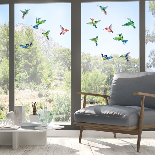 Logu uzlīmju komplekts (20 gab.) 40x60 cm Hummingbirds – Ambiance-image-1