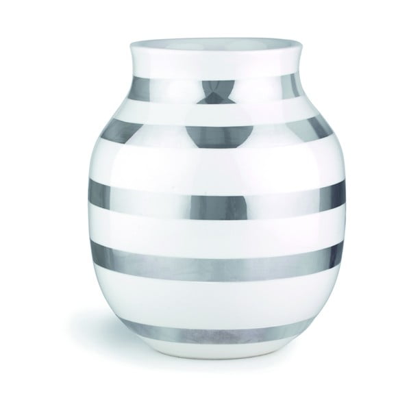 Balta keramikas vāze ar sudraba krāsas detaļām Kähler Design Omaggio, augstums 20 cm
