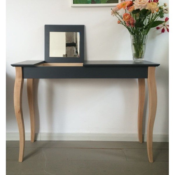 Grafīta pelēks tualetes galdiņš ar spoguli Ragaba Dressing Table, garums 65 cm-image-1