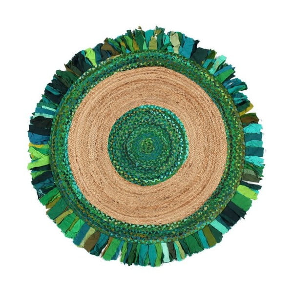 Džutas un kokvilnas apļveida paklājs Eco Rugs Verde, Ø 120 cm