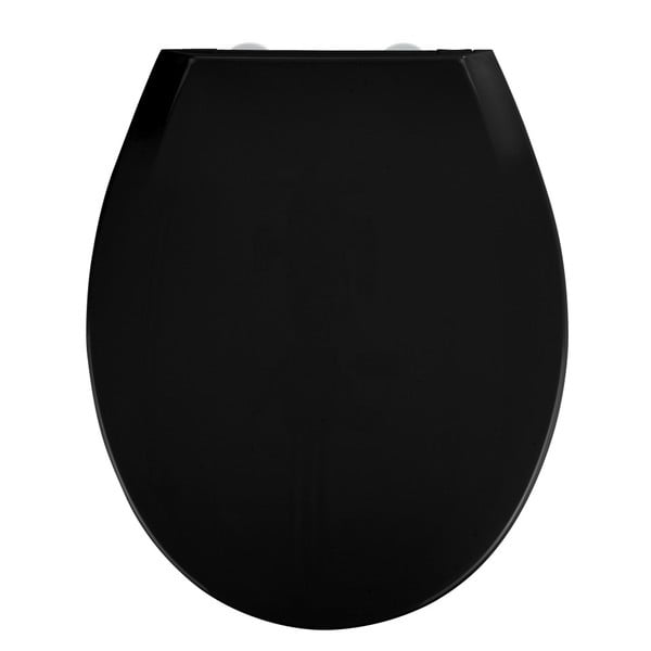 Melns tualetes poda sēdeklis ar vieglu aizvēršanu Wenko Kos, 44 x 37 cm