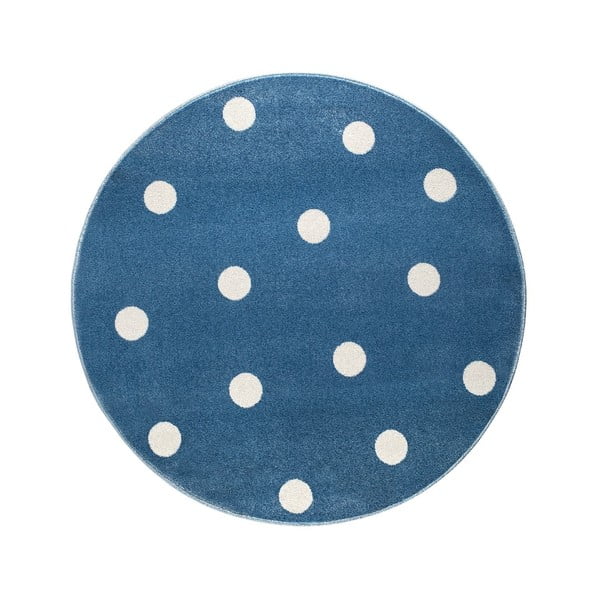 Zils apaļš paklājs ar punktiņiem KICOTI Blue, ø 100 cm