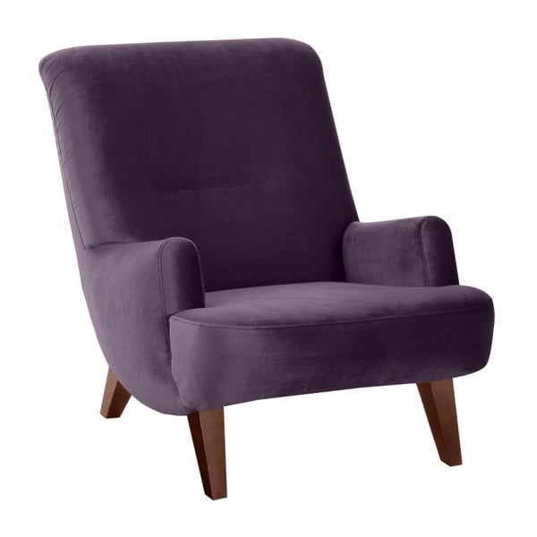 Violets krēsls ar brūnām kājām Max Winzer Brandford Suede