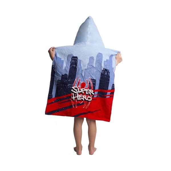 Sarkans/zils frotē bērnu pončo Spider-Man – Jerry Fabrics-image-2