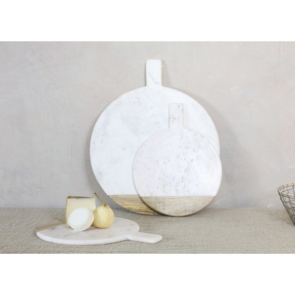 Balts marmora un mango koka servēšanas dēlis Nkuku Bwari, ø 32 cm-image-2